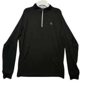 DEOLAX Quarter Zip‎ Pullover Mens Small Black Performance Golf Long Sleeve